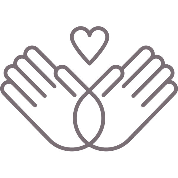 Hands with heart icon